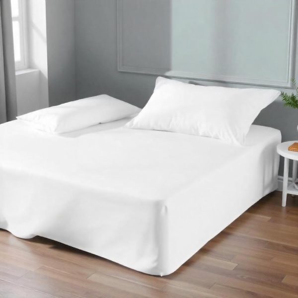 Bed Fitted Sheet Cotton 200TC Plain White - Image 3